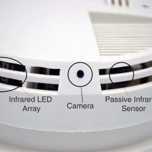 Alternative view of Zone Shield 4K Night Vision Smoke Detector DVR Side View