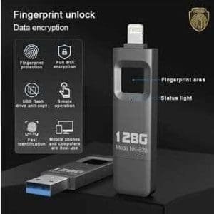 128GB Encrypted USB Drive Fingerprint Protected USB