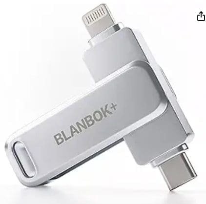 BLANBOK+ MFi Certified 128GB Flash Drive for iPhone Photo Stick, USB Thumb Drive Memory Stick